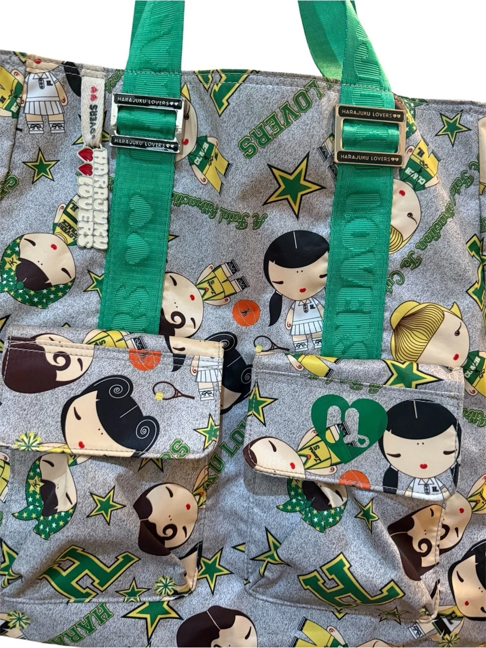 Harajuku Lovers Patterned Tote with Green Straps